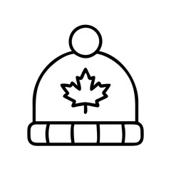 Canada winter hat with maple leaf icon vector illustration for cold weather apparel design