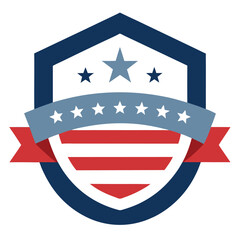 American Style Circular Shield with Stars vector illustration on white background