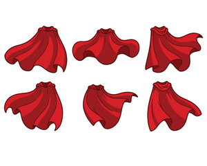 Red superhero capes set on white background representing hero costumes, power, fantasy elements.