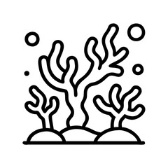 Obraz premium Coral reef ecosystem marine life ocean sea underwater nature aquatic biology outline icon vector