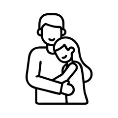 Father daughter love family relationship parent child bonding hug care support vector graphic icon image