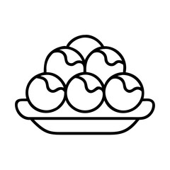 Delicious takoyaki japanese snack food vector illustration traditional street food outline 90