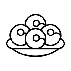 Delicious donuts on a plate vector illustration for bakery shop food design and cafe menu item