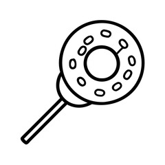 Lollipop candy outline vector illustration, sweet treat drawing, dessert icon, sugar confectionery design