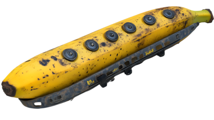 Bananashaped vehicle futuristic design grunge texture 3D render digital art