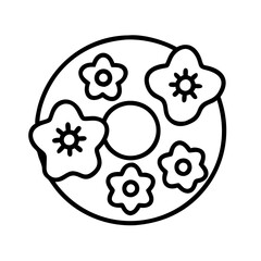 Floral donut vector graphic, flower pastry illustration, bakery design element, sweet treat icon