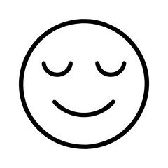 Find a happy face emoji icon vector graphic illustration with closed eyes and curved smile design