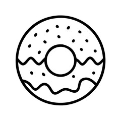 Donut outline illustration vector, bakery pastry sweet dessert with sprinkles, food icon design