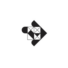 Geometric Arrow Design in Black and White