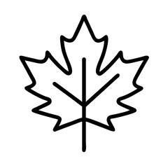 Maple leaf vector outline drawing for autumn seasonal design and canada national symbol art icon