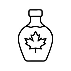 Maple syrup bottle vector icon illustration, canadian syrup container with maple leaf symbol design