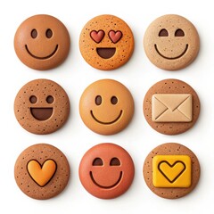 Obraz premium Colorful cookies with emoji designs, playful sweet treats arranged in a grid, fun concept