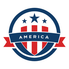American Style Circular Shield with Stars vector illustration on white background