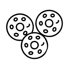 Three delicious donuts with sprinkles vector illustration bakery pastry dessert food sweet treat isolated