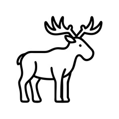 Moose outline vector drawing for wildlife illustration and forest animal graphic design element