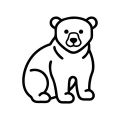 Illustration of a cute bear drawing for kids coloring pages and animal clip art design projects