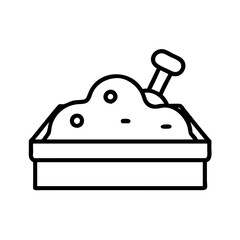 Sand box with sand and shovel vector illustration for kids playground and summer activities