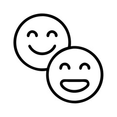 Two happy faces emoji vector illustration, smiling face icon, positive emotion symbol, cheerful graphic