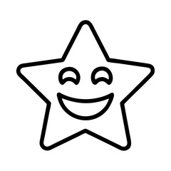 Star with happy face outline vector illustration graphic design element for kids and adults
