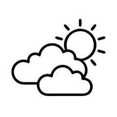 Sun and clouds weather forecast icon sunny day partly cloudy vector illustration outline 90