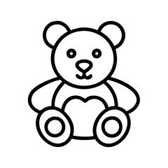 Cute teddy bear outline drawing vector illustration for kids coloring page and design projects