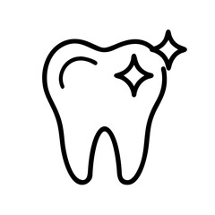 Dental care tooth whitening and cleaning concept shiny healthy teeth vector illustration line art