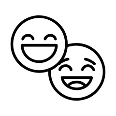 Two happy laughing emoji vector illustration representing joy happiness and positive emotions design