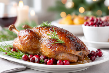 Roasted Holiday Chicken Dish With Cranberries And Potatoes