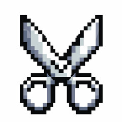 Fototapeta premium Pixel Art Scissors Icon Retro Gaming Inspiration in Digital Design