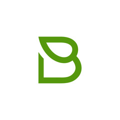 letter B leaf logo, initial minimalist modern