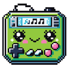 Obraz premium Cute Retro Game Console with Kawaii Face - Pixel Art Illustration