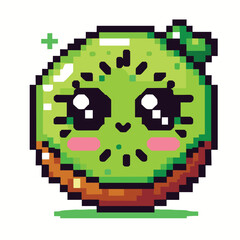 Adorable Kiwi Fruit Character in Cute Pixel Art Style