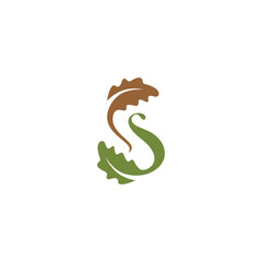 letter S leaf oak logo, leaves oak symbol