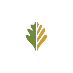 oak leaf minimalist modern logo, simple dynamic symbol