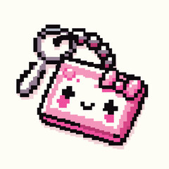 Fototapeta premium Cute Pixel Art Keychain Design with Adorable Face