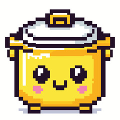Fototapeta premium Cute Yellow Cooking Pot Illustration in Pixel Art Style