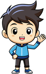 Chibi boy waving