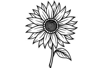 Artistic Sunflower Line Art
