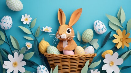 easter bunny with basket of eggs