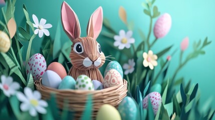 easter bunny with eggs