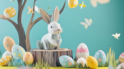 easter bunny and easter eggs