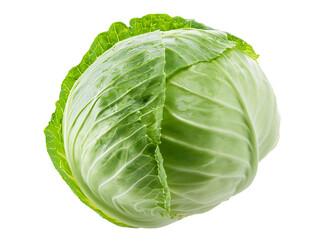 Fototapeta premium Fresh green cabbage isolated on transparent background