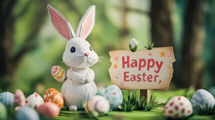 easter bunny with eggs