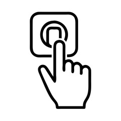 Obraz premium A hand pointing to a button. This is an illustration of a person pressing a button. It can be used in a website or app to indicate that the user needs to press a button.