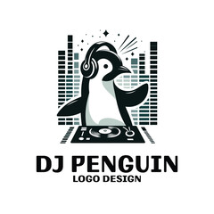DJ Penguin Vector Logo Design