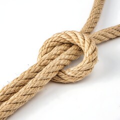Obraz premium A close up shot of a knotted rope on a white background showing the texture well