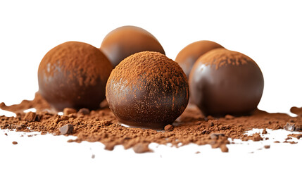 Delicious Chocolate Truffles with Cocoa Powder Dusting on a Dark Background