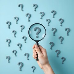 hand holding a magnifying glass searching for questions