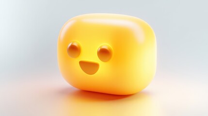 3D Rendered Yellow Cube with Smiling Face Fun and Playful Design for Kids Content Bright and
