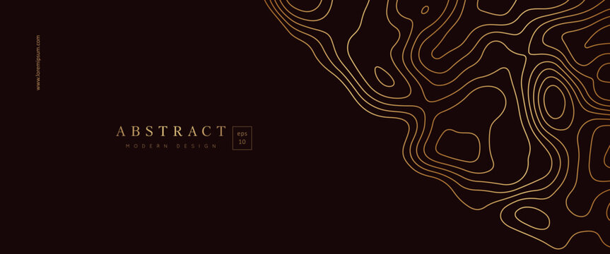 Tree pattern. Gold wood pattern background. Abstract golden texture. Elegant wave line. Ring waves. Luxury bark. Circle grain wood. Dark wavy lines structure. Patern curve trunk. Vector illustration